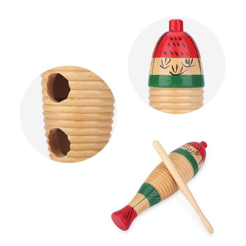 Wood Guiro, Colorful Fish-shaped Musical Percussion Instrument Toy for Kids and Adults