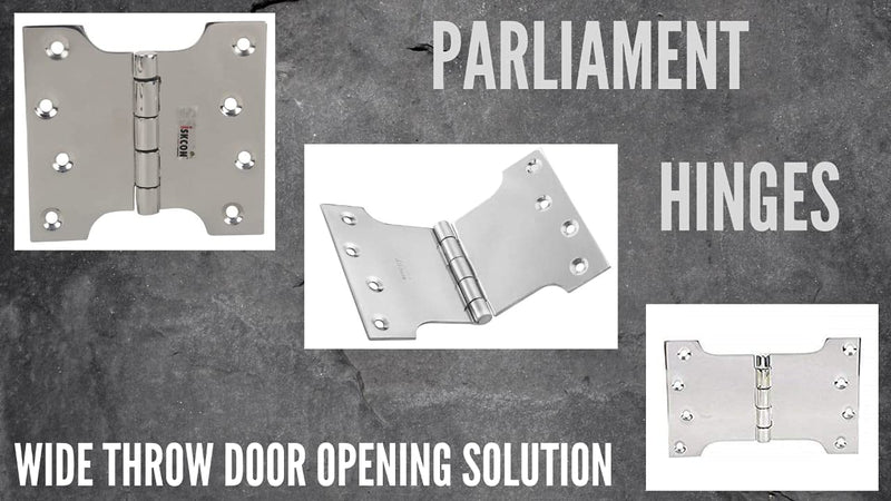 Ssiskcon Parliament Door Hinge Wide Throw Expandable Swing Clear Reversible Interior Exterior Nrp Mirror Polished 32 Stainless Steel 4 Inch x 2 Inch x 4 Inch with 8 Self Drilling Screws (Pack of 1) Pack of 1