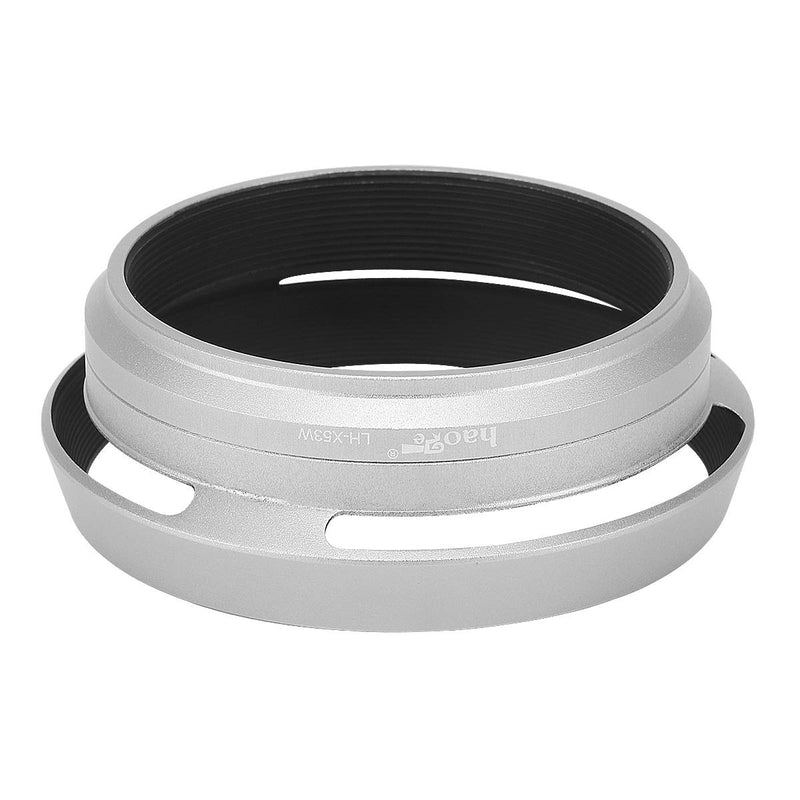 Haoge LH-X53W 3in1 Lens Hood with Adapter Ring with Cap Set for Fujifilm Fuji FinePix X70 X100 X100S X100T X100F X100V Camera Silver Replaces Fujifilm LH-X100