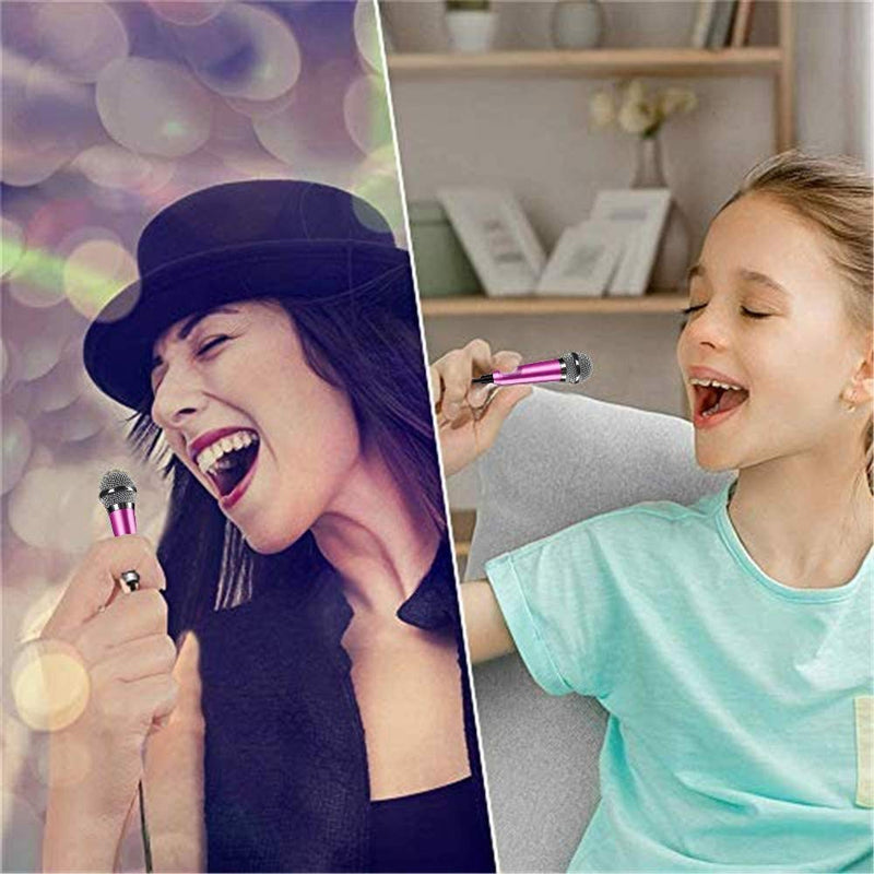 Mini Portable Vocal Microphone for Mobile Phone, Computer, Tablet, Recording Chat and Singing(Rose Pink) Rose purple