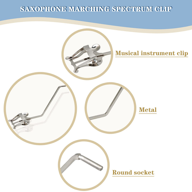 Silver Marching Lyre Clamp-On, Round Jack Metal Plating Marching Music Clip, Lyre for Saxophone