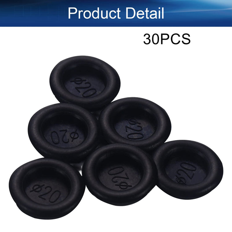Yinpecly Rubber Grommet 16mm(ID) Oil Resistant Armature Rubber Grommets for Wiring Cable,Black 30PCS