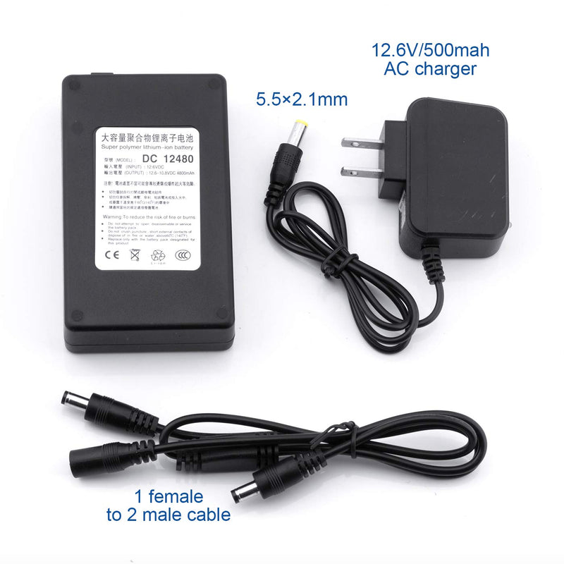 ABENIC Rechargeable DC 5V 6000mah /12V 4800mAh Lithium Ion Battery Pack for LED Light Strip CCTV Camera and More, Portable Battery Charger USB led Indicator Black