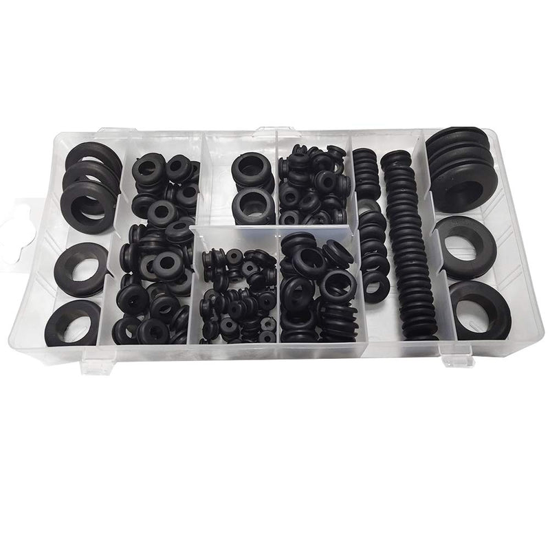 Fielect 180Pcs Rubber Grommet Assortment Firewall Wiring Gasket Kit Rubber Grommet Eyelet Ring Gasket Assortment for Automotive, Plumbing, and PC Hardware/Piano 180 Pcs