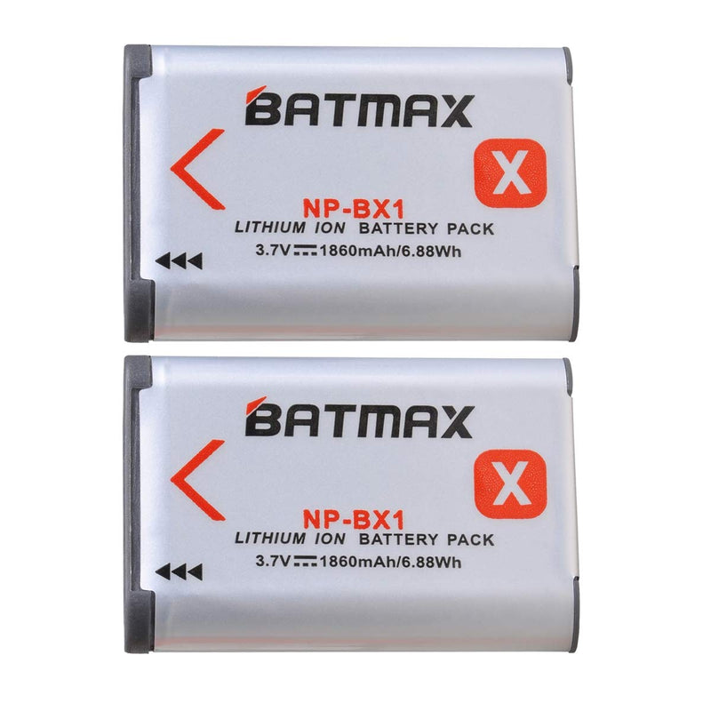 Batmax 2Pcs NP-BX1 Battery + LCD Dual USB Charger with Type C Port for Sony NP-BX1/M8, Cyber-Shot DSC-HX80, HX90V, HX95, HX99, HX350, RX1, RX1R II, RX100 (II/III/IV/V/VA/VI) HDR-AS50, AS300