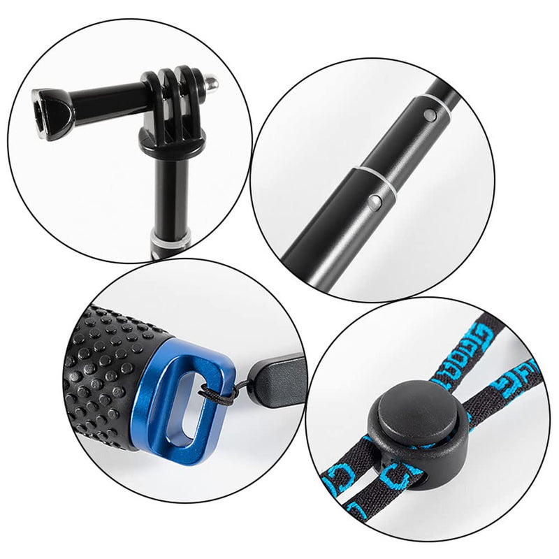 Alsukeay Selfie Stick Extendable Hand Grip Handheld Monopod Aluminum Telescopic Pole (7-19 inch) Compatible with GoPro Hero 11 10 9 8 7 6 5 4 3+ 3 Session SJ4000 SJ5000 Action Cameras