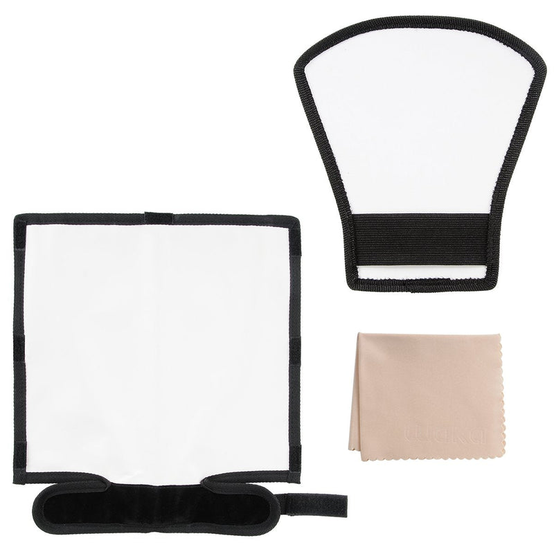waka Flash Diffuser Reflector Kit - Bend Bounce Flash Diffuser+ Silver/White Reflector for Speedlight, Universal Mount for Canon, Nikon, etc.