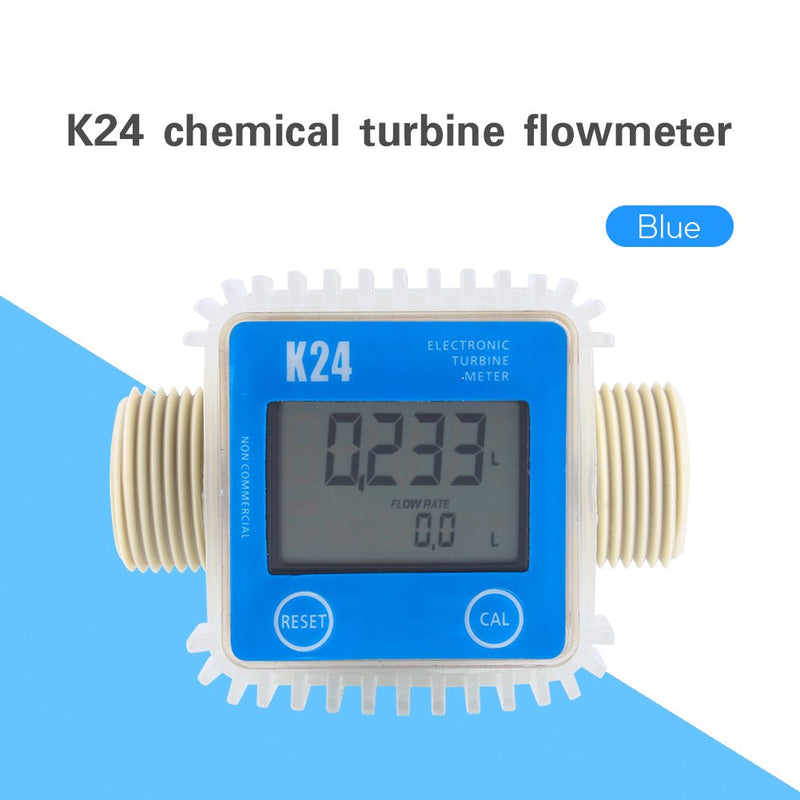 Turbine Meter, Professional K24 LCD Electrical Turbine Digital Diesel Fuel Oil Gas Flow Meter Widely Used for Industrial Chemicals Liquid Water,Length 103MM