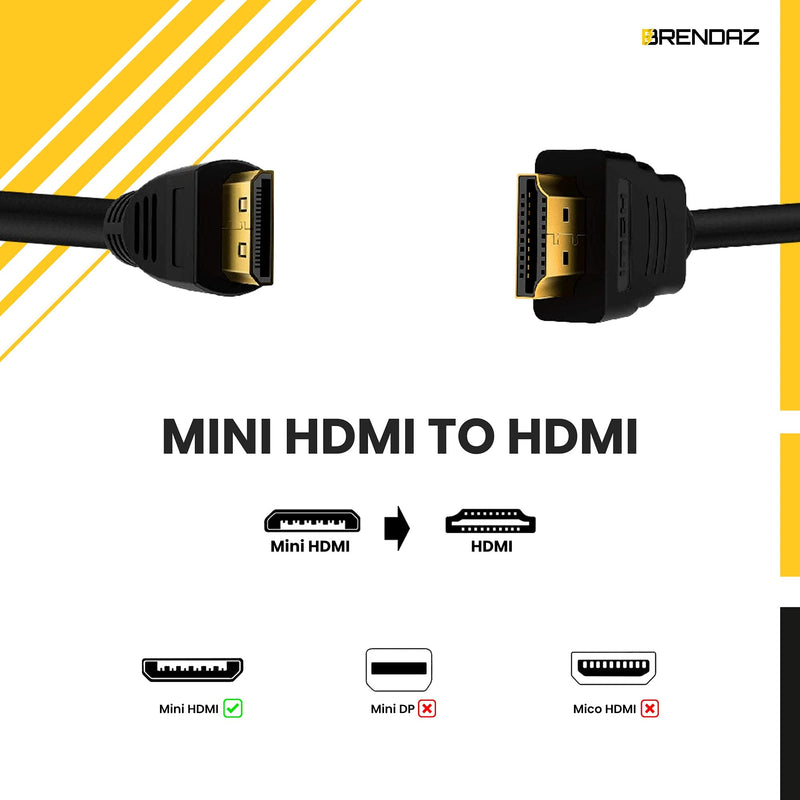 BRENDAZ Mini HDMI to HDMI Cable 4K – High Speed HDMI 2.0 Cable Compatible for Connecting Canon VIXIA HF R800, HF G50 UHD 4K Camcorder to a TV or Monitor (10-Feet) 10-Feet