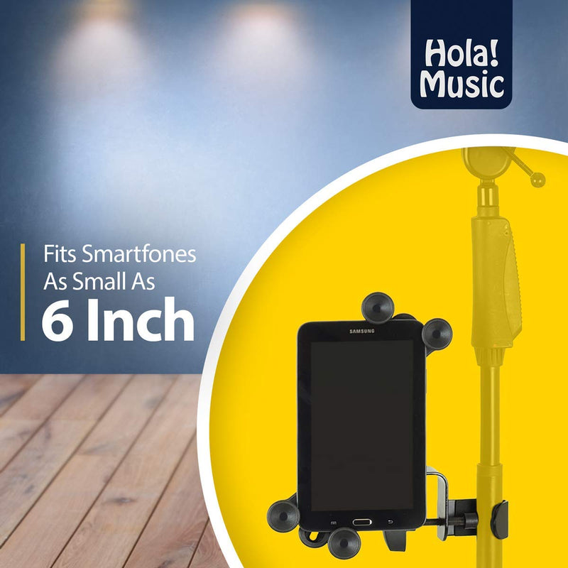 Hola! Music HM-MTH Microphone Music Stand iPad Tablet Smartphone Holder Mount - Fits Devices from 6 to 15 Inch 1 Pack