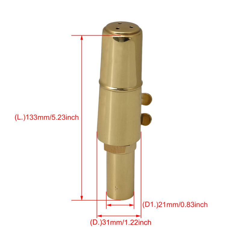 Yibuy Brass Baritone Sax Mouthpiece with Ligature & Cap #6 Golden 6#