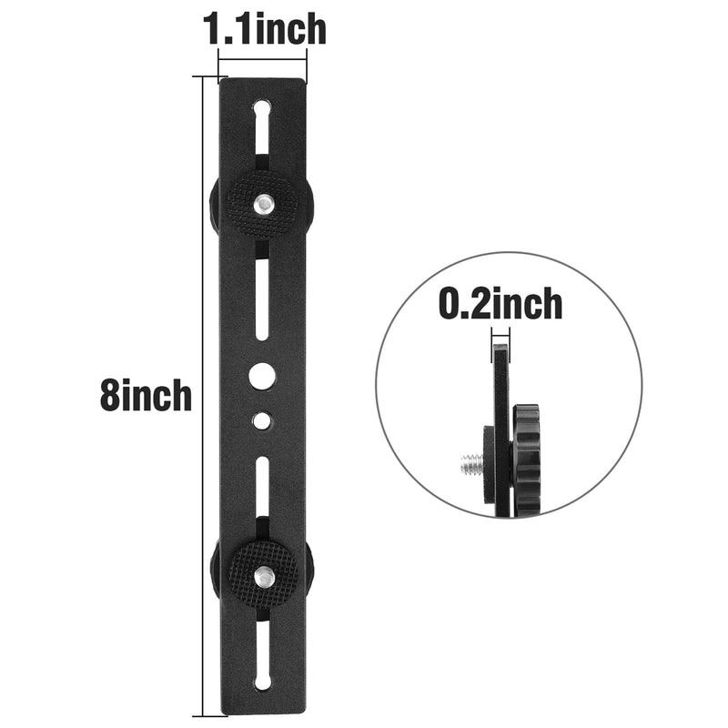 Dual Camera Mount Flash Extension Bar, ChromLives 8"/20.3cm Tripod Bracket Mount, 1/4'' Dual Hot Shoe Mount for Camera Compatible with LED Light, DSLR Camera, Tripod and More dual camera bracket