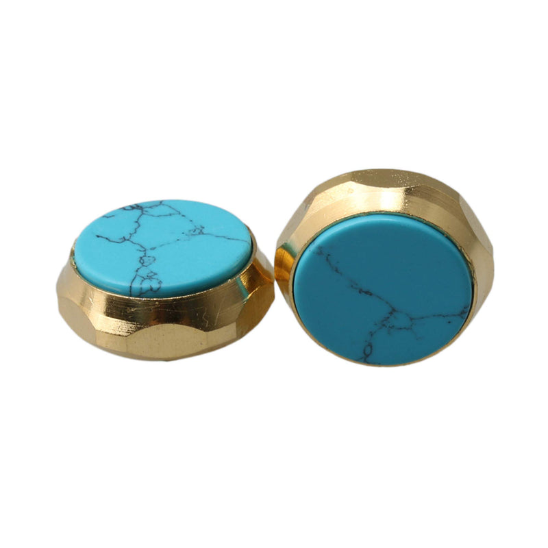 Yibuy 3pcs Inlay Blue Turquoise Trumpet Finger Buttons Brass Instrument Parts