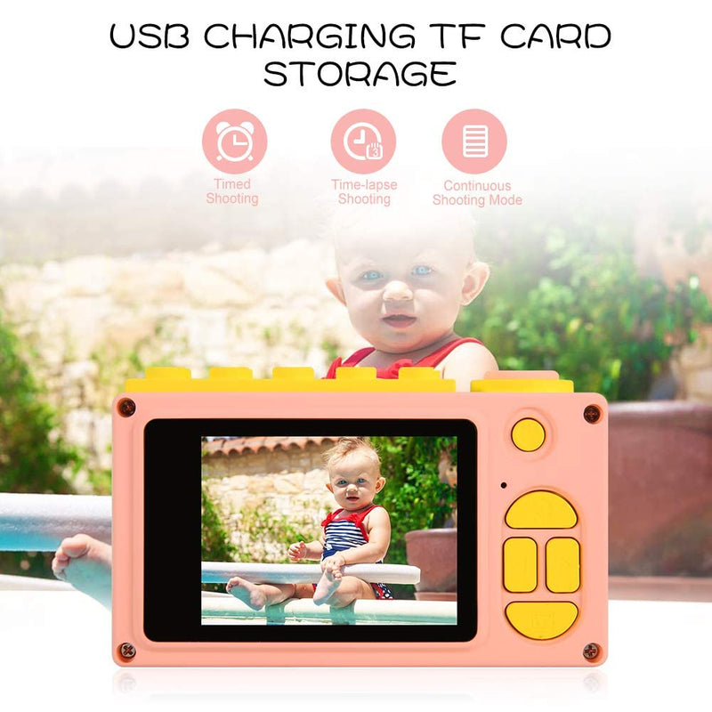 myFirst Camera 2 Waterproof Kids Camera Mini 8MP 1080P HD Camcorder with Free 16GB MicroSD Card Included and MicroSD Support Slot Video Taking Function and Preset Frames (Pink) Pink