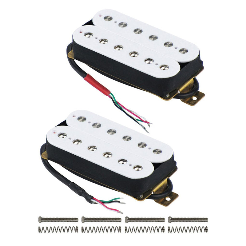 FLEOR Double Coil Humbucker Pickups Set Neck 50mm & Bridge 52mm Pickup Alnico 5 Magnet for Electric Guitar Humbucker Part, White neck + bridge pickups