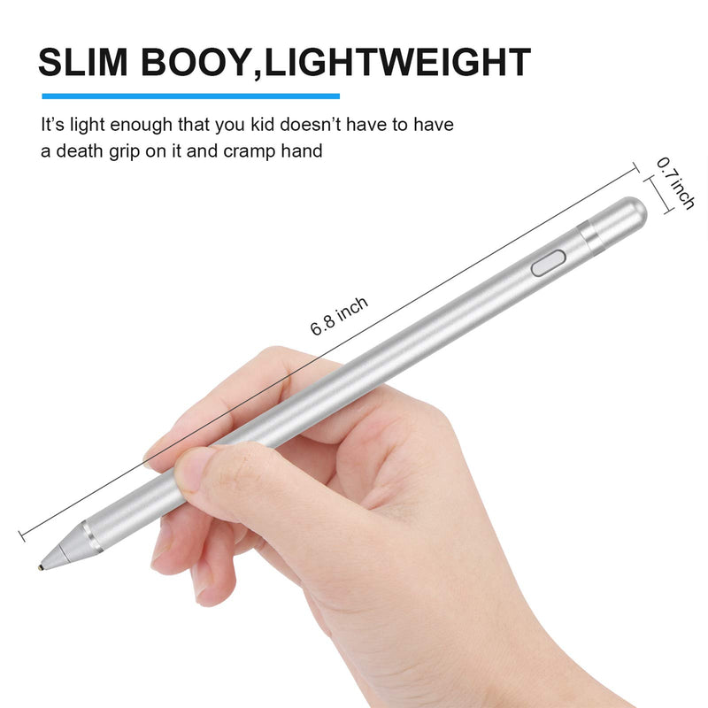 Stylus Pen for Touch Screens, Digital Pen Active Pencil Fine Point Compatible with iPhone iPad and Other Tablets (Silver) silver
