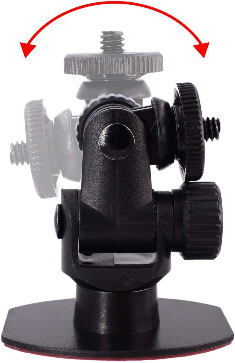 iSaddle CH114 1/4"-20 Thread Car Camera Mount Holder with 3M Double-Sided Adhesive Base - Universal Car Dash Cam Tripod Permanent Windshield/Dashboard Holder Fits Sony/Ricoh/HP/GoPro/Oculus Mini 3M-Base