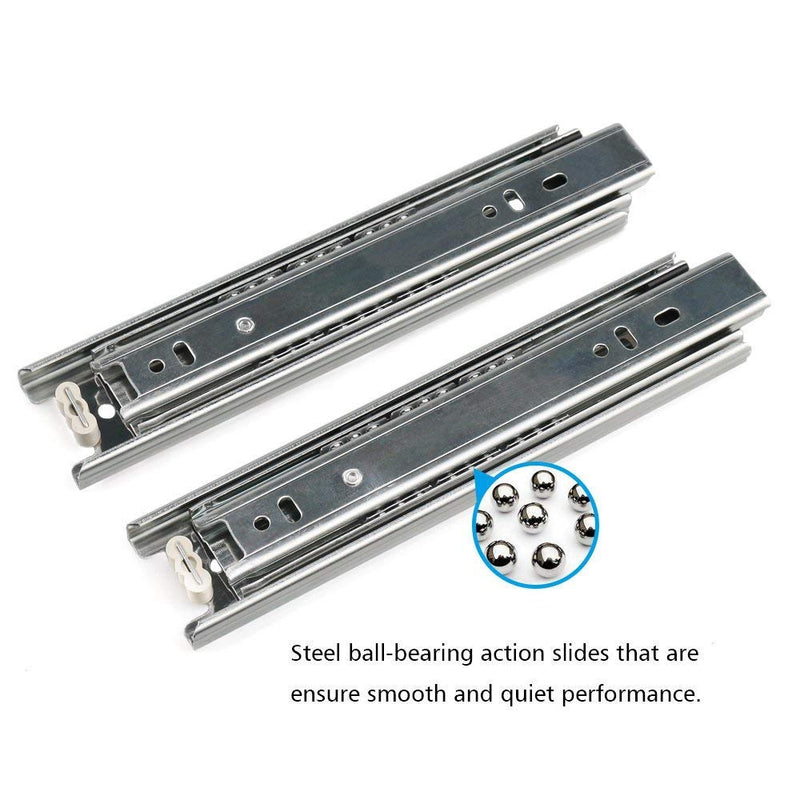 Drawer Slides 8 Inch Ball Bearing Full Extension 3 Section Slide Track Mounting Drawer Runners Slider for Cabinet Home Furniture, 2 Pack (Silver 8 Inch) Silver 8 Inch