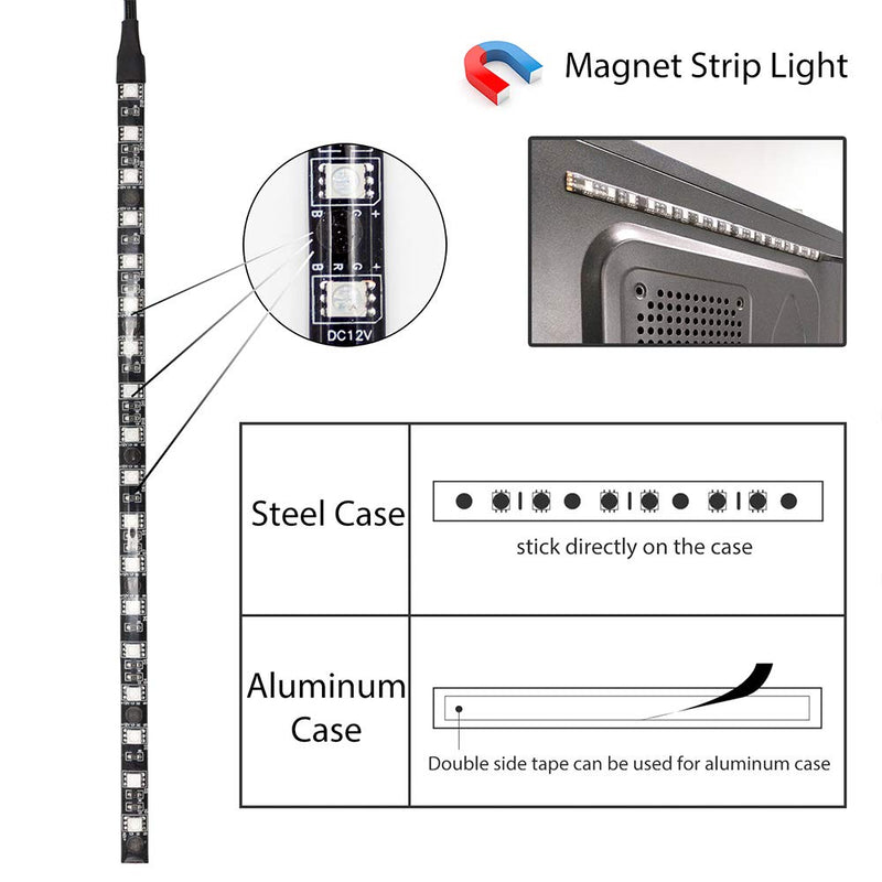 [AUSTRALIA] - WOWLED RGB LED Strip Magnetic for PC Case Mods, Compatible with Asus Aura Sync / Gigabyte RGB Fusion / MSI Mystic Light and M/B with 12V 4pin RGB Header, 5050 Pro Kit Pc Led Strip Pro Kit 