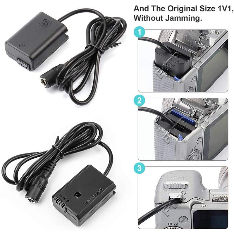 AC-PW20 AC Power Supply Adapter and Dummy Battery Charger kit Replce Sony NP-FW50 Battery for Sony A7000,A6300,A6400,A6500,A7SII, A7S, A7S2, A7, A7II, A7RII, A7R, A7R2, A55, RX10 Cameras.