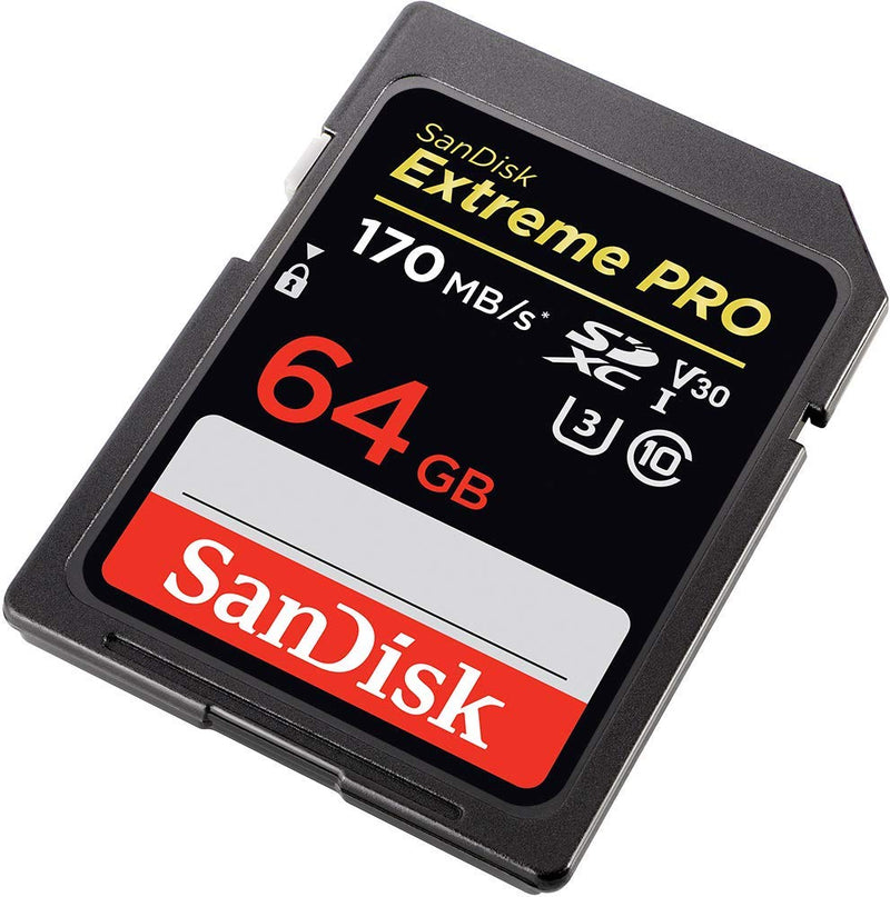 SanDisk 64GB SDXC Extreme Pro Memory Card Works with Canon EOS R, M50, M100 Mirrorless Camera 4K V30 UHS-I (SDSDXXY-064G-GN4IN) with Everything But Stromboli 3.0 SD/Micro Card Reader