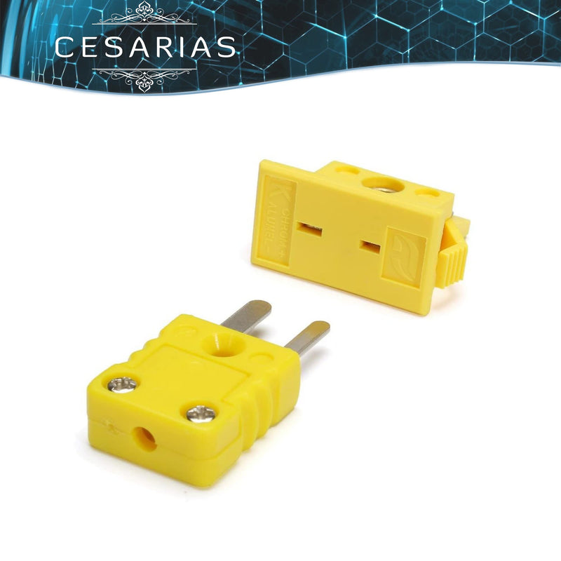 CESARIAS K-Type Panel Mount Thermocouple Mini Plug Connector, Male and Female, Yellow… Pack of 1