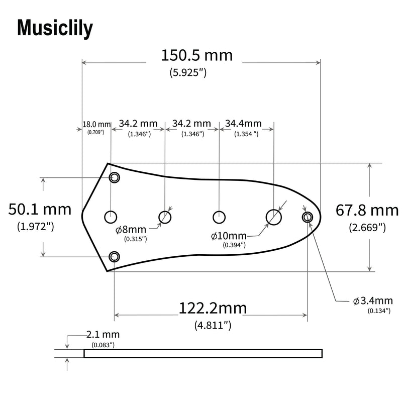 Musiclily 3 Bands Loaded Control Plate with PrewiredAssembly Preamp Knobs Pots for Fender Jazz Bass, Chrome