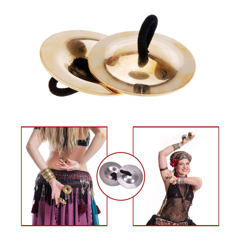 Finger Cymbals Musical Instrument - wuyule 16 Pack Belly Dancing Finger Cymbals Finger Zills Finger Gold Musical Instrument for Dancer Ball Party