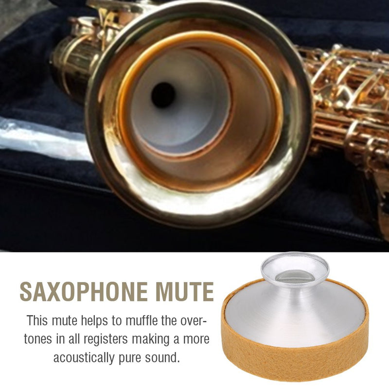 Dilwe Alto Saxophone Mute, Aluminum Alloy Sax Dampener Mute Alto Saxophone Practice Noise Remove Silencer (Apricot)