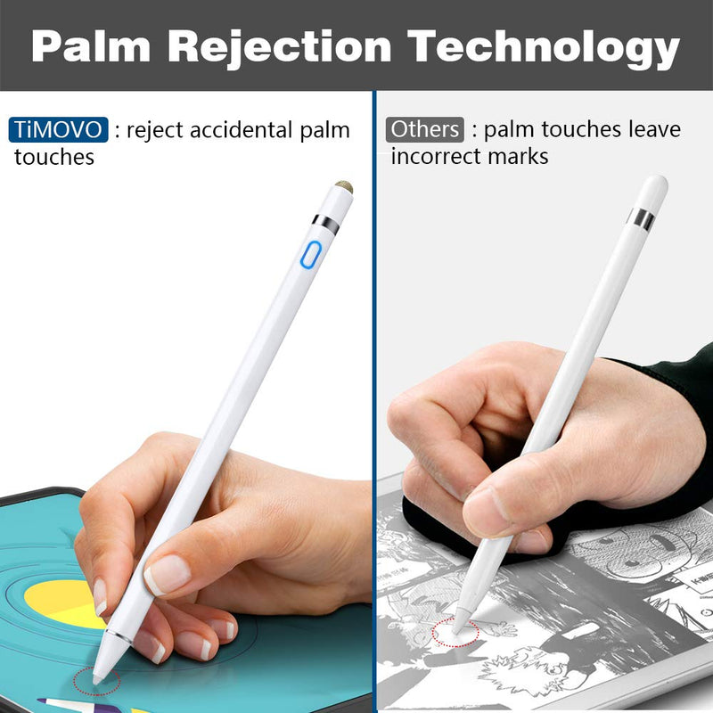 TiMOVO Stylus Pen for iPad, iPad Pencil for iPad 8/7/6th Gen, Aple Pencil 1st Generation for iPad Pro 11/12.9 Inch(2018-2021), iPad Air 4/3, iPad Mini 5th, Palm Rejection, Precise Writing, White Beautiful White