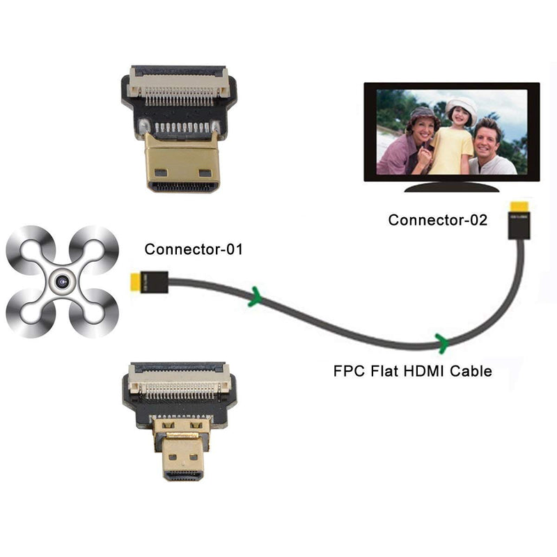 Xiwai CYFPV Mini HDMI Male to Micro HDMI Male Extension FPC Flat Cable 1080P for FPV HDTV Multicopter Aerial Photography (0.2M)