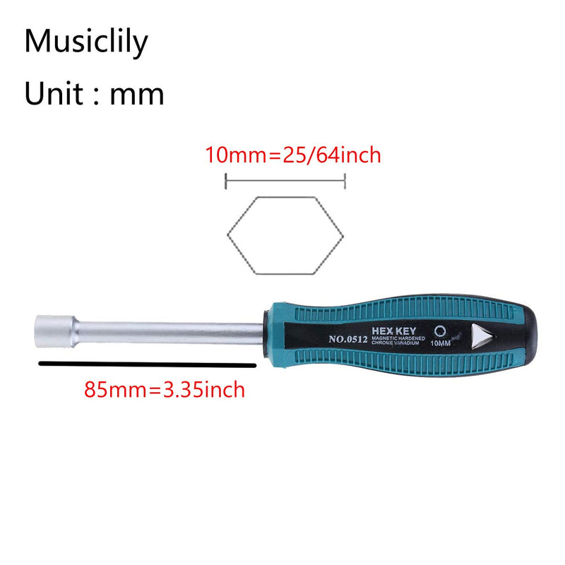 Musiclily Basic 10mm Hex Box Wrench for Modern Guitar Tuners Machine Heads Nut Setup