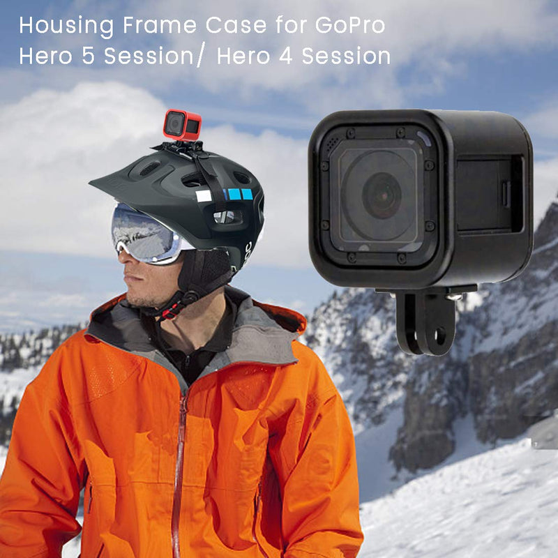 CNC Aluminum Alloy Housing Sport Camera Shell Box Frame Mount Prevent Overheating Case for GoPro Hero 5 Session/Hero 4 Session(Black)
