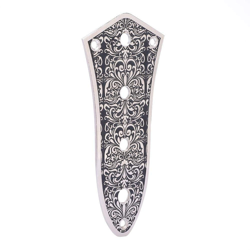 Guitar Control Plate Carved Copper-zinc Alloy 4 Holes Volume Control Plate Replacement Part for JB Jazz Bass Guitar