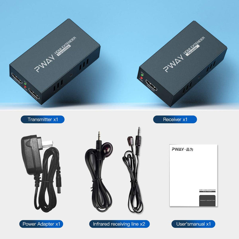 HDMI Extender with IR Control and Loopout, Send 1080p Video to 165ft (50m) Over Ethernet Cat5e/6 Cable, Transmit Audio Video Synchronously, Support 3D, POC