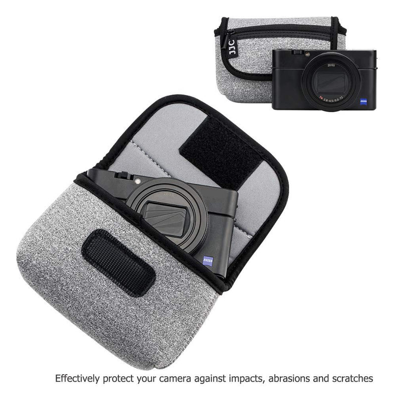 JJC Compact Camera Case Travel Pouch Sleeve for Sony ZV-1 ZV1 RX100 VII VI VA IV III II W800 W830 WX350 Canon G7X G5X G9X SX740 Olympus TG-6 TG-5 TG-4 Fujifilm XP130 XP140 XP90 Ricoh GR III II & More Grey