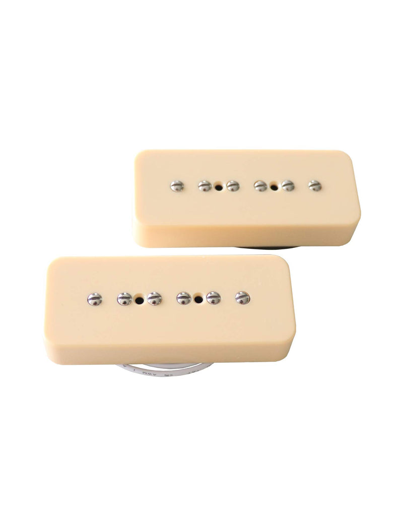 Metallor P90 Soapbar Pickup Bridge and Neck Single Coil Pickups Set for Electric Guitar Parts Replacement Cream.