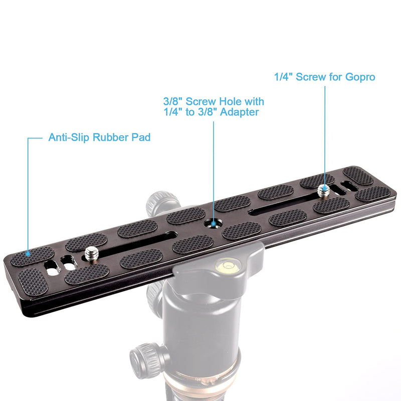 Fotoconic 2PCS 200mm QR Quick Release Plate Dual Dovetail Rail Slider Fits Arca-Swiss Standard for Tripod Ball Head 200mmx2