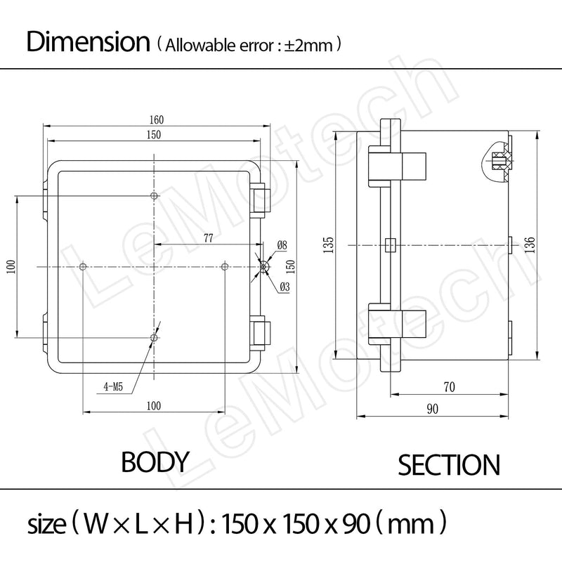 LMioEtool ABS Plastic Dustproof Waterproof IP65 Junction Box Hinged Shell Universal Electrical Project Enclosure Gray, with PC Transparent Clear Cover 5.9 x 5.9 x 3.5inch(150 x150 x90mm) 5.9"x5.9"x3.5" CC