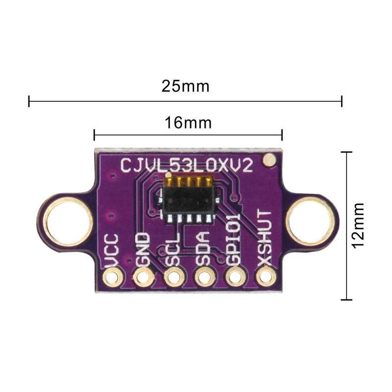 ACEIRMC 2pcs VL53L0X Time-of-Flight (ToF) Laser Ranging Sensor Breakout 940nm GY-VL53L0XV2 Laser Distance Module I2C IIC (Purple) Purple