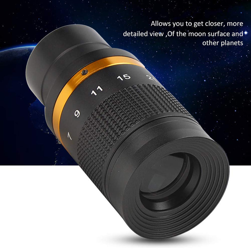 Telescope Eyepieces, 7‑21mm Continuous Zoom Eyepiece 1.25 inches 31.7 MM Barlow Lens Black for Astronomy Telescope