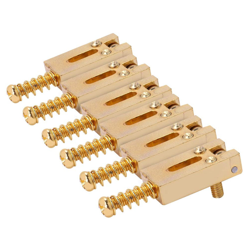 Dilwe Saddle for Electric Guitar, 6 Roller Bridge Saddles for Fender Strat Tele Electric Guitar 4 colors Gold