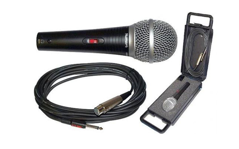 Numark WM200 - Handheld Dynamic Microphone Engineered for DJ Live Performance with Mounting Clip, 20 ft Shielded Cable & HF125 - Ultra-Portable Professional DJ Headphones with 6 ft Cable, 40mm Drivers