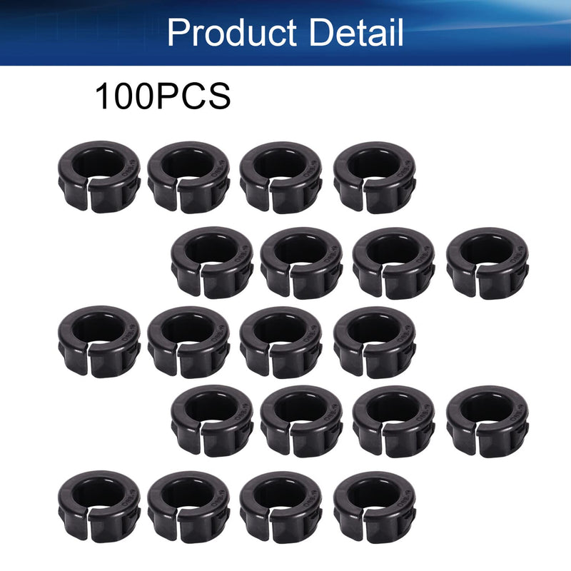 Bettomshin 100Pcs Black Snap Bushing 19mm/0.75" Mounting Dia Nylon Snap in Cable Hose Bushing Grommet Protectors OSB-19 for Cable Snap Bushing Insulated Protection