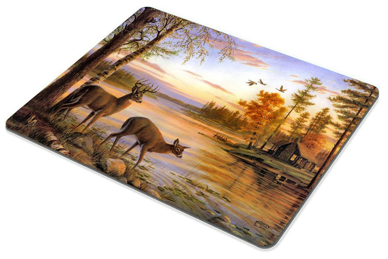 Smooffly Gaming Mouse Pad Custom,Two Deer Drink Water On The River When Sunset Personality Desings Gaming Mouse Pad