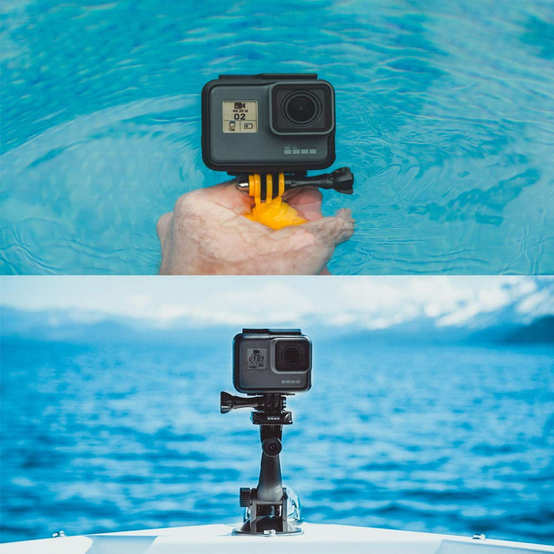 TEKCAM Action Camera Accessories Bundle Compatible with Gopro Hero 10 9 8 7/AKASO EK7000/V50/Brave 7LE Included Head Mount Chest Mount Strap Suction Cup Floating Hand Grip Bike Mount Handlebar