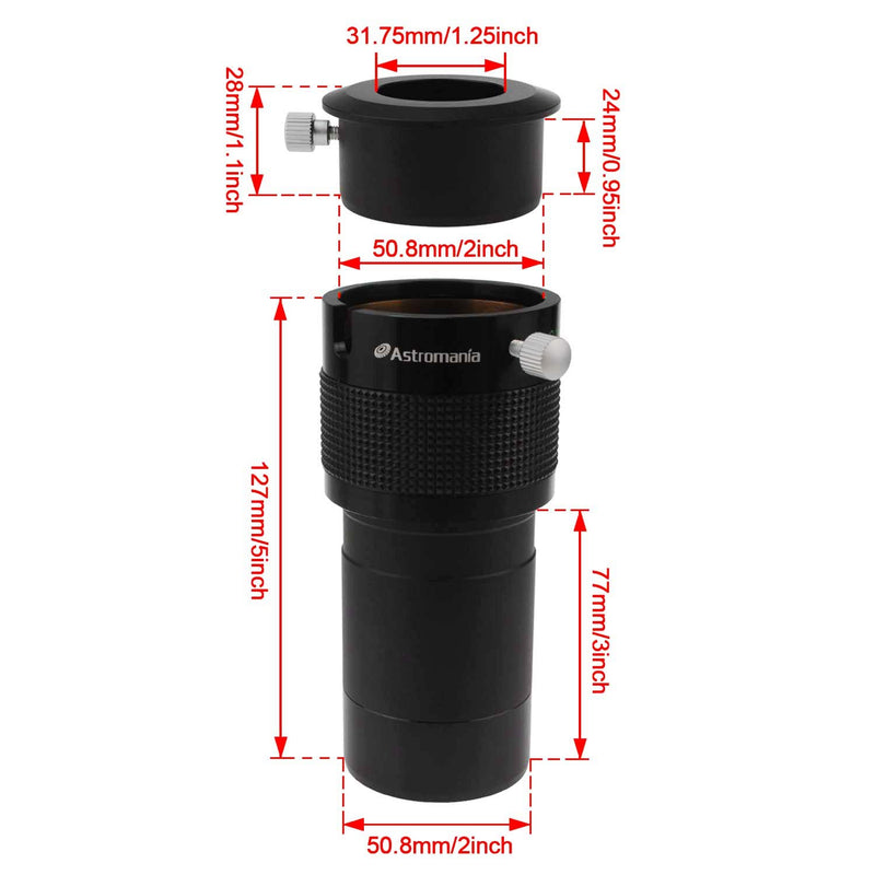 Astromania 2" ED 2X Dual Power Telescope Barlow Lens for Telescopes 2" ED 2x High-quality Dual Power