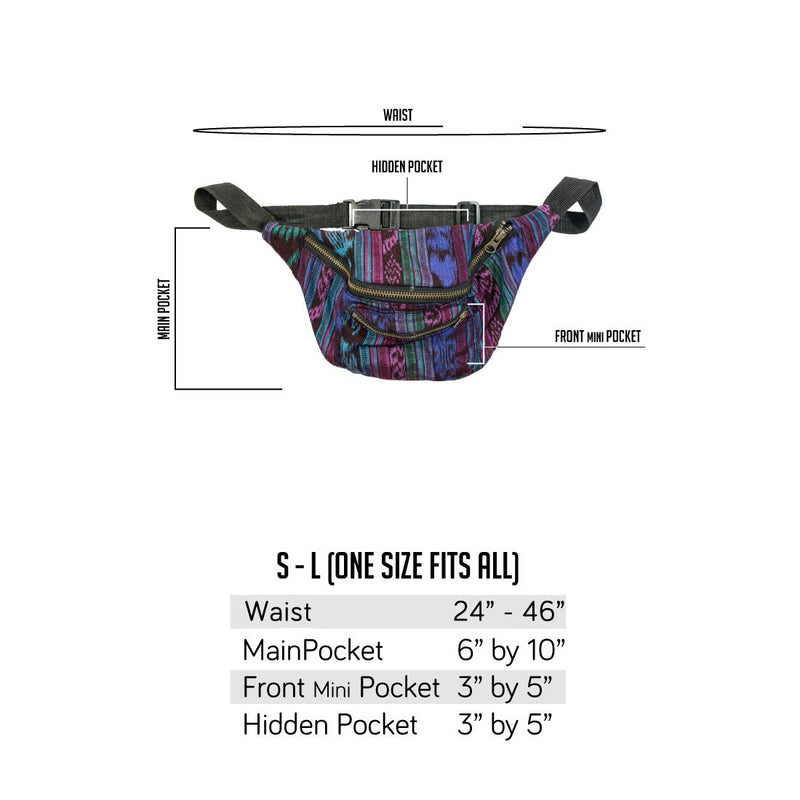 Funky Smuggler's Fanny Pack, Hidden Pocket, Party, Boho Chic & Handmade Purple Vectors