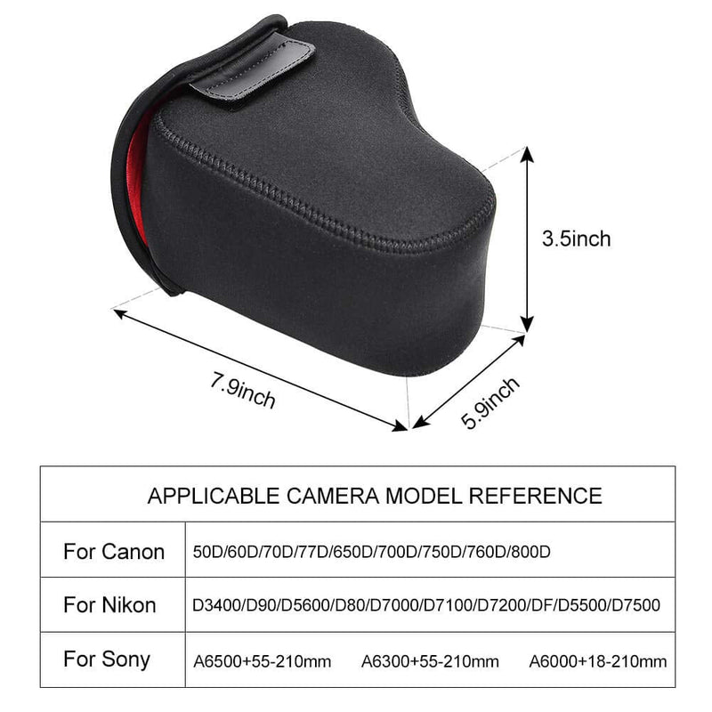 CADeN DSLR SLR Camera Sleeve Case with Neoprene Protection, Compatible for Nikon, Canon, Pentax, Sony and More Black Large