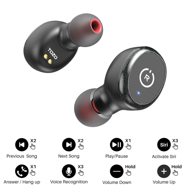 TOZO T10 Bluetooth 5.0 Wireless Earbuds with Wireless Charging Case IPX8 Waterproof Stereo Headphones in Ear Built in Mic Headset Premium Sound with Deep Bass for Sport Black 1